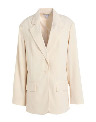 Topshop Woman Blazer Light Yellow Size 14 Polyester, Viscose, Elastane In White