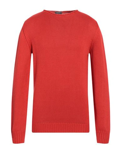 Rossopuro Man Sweater Orange Size 6 Cotton