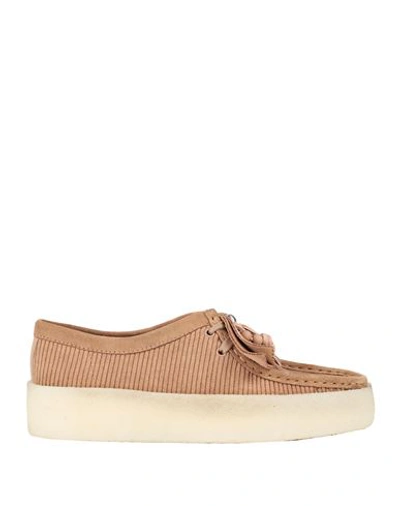 Clarks Originals Wallabee Cup. W Woman Lace-up Shoes Camel Size 6.5 Leather, Textile Fibers In Beige