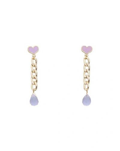 Taolei Woman Earrings Lilac Size - Crystal, 750/1000 Gold Plated In Purple