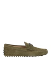 Tod's Man Loafers Military Green Size 6.5 Soft Leather In Sage Green