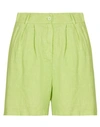 8 By Yoox Linen High-waist Pleated Bermuda Woman Shorts & Bermuda Shorts Acid Green Size 12 Linen