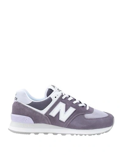 New Balance 574 Woman Sneakers Mauve Size 4 Leather, Textile Fibers In Purple