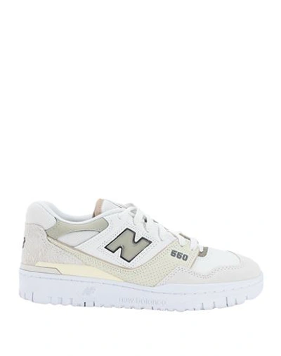 New Balance 550 Woman Sneakers Ivory Size 6.5 Soft Leather, Textile Fibers In White