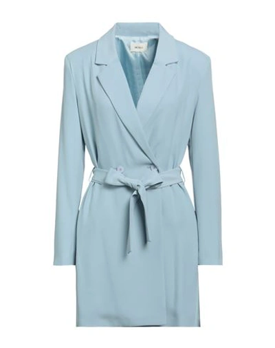 Vicolo Woman Overcoat & Trench Coat Light Blue Size L Polyester, Elastane