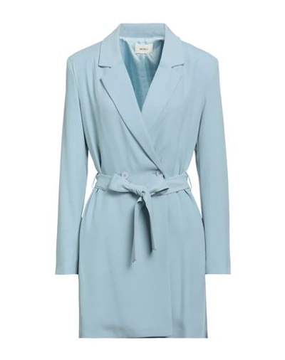 Vicolo Woman Overcoat & Trench Coat Light Blue Size S Polyester, Elastane