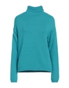 Aragona Woman Turtleneck Turquoise Size 8 Cashmere In Blue