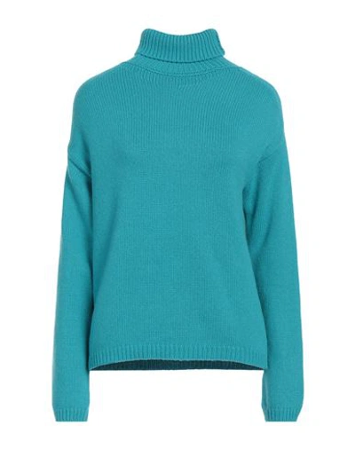 Aragona Woman Turtleneck Turquoise Size 8 Cashmere In Blue