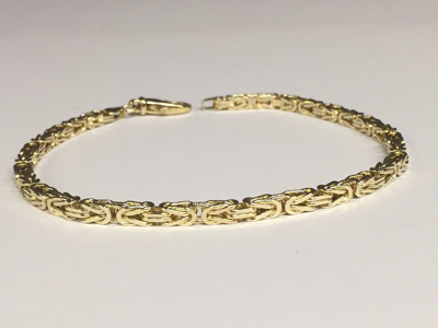 Pre-owned Nova 14k Solid Yellow Gold Mens Byzantine Square Super 9" 4mm 22grams Chain/bracelet In No Stone