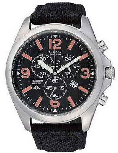 Pre-owned Citizen Eco-drive Chronograph Titanium Nylon Strap Men's Watch At0660-13e