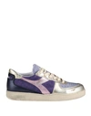 Diadora Heritage Mi Basket Low Metal Pigskin Used Wn Woman Sneakers Purple Size 7 Soft Leather In Purple