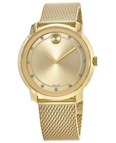 Pre-owned Movado Bold 44mm Yellow Gold Plated Diamond Dial Markers Men's Watch 3600460
