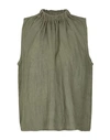 8 By Yoox Linen Sleeveless Top Woman Top Military Green Size 12 Linen