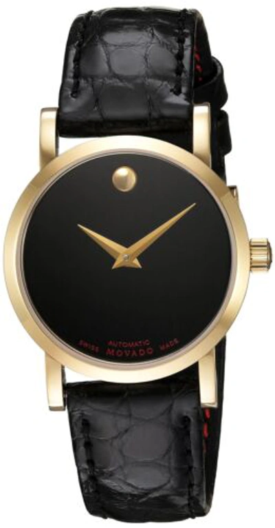 Pre-owned Movado Women's 0607010 Analog Display Swiss Automatic Black Red Label Watch