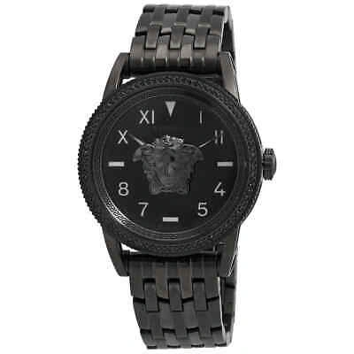Pre-owned Versace V-palazzo Quartz Diamond Black Dial Men's Watch Ve2v00922