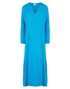 8 By Yoox Linen V-neck Maxi Dress Woman Long Dress Azure Size 12 Linen In Blue