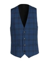Topman Man Tailored Vest Blue Size 40 Polyester, Viscose In Blue
