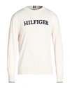 Tommy Hilfiger Man Sweater Beige Size Xl Cotton In White