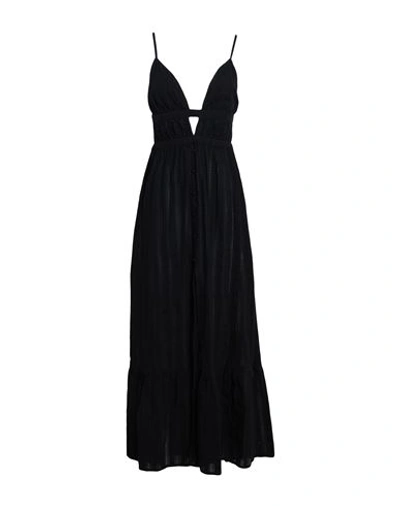 Topshop Woman Long Dress Black Size Xl Cotton