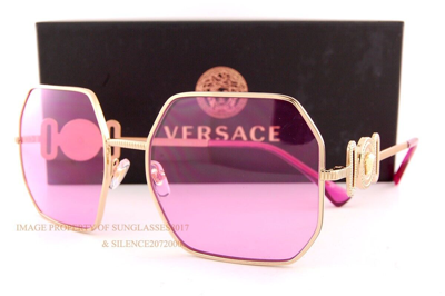 Pre-owned Versace Brand  Sunglasses Ve 2248 1002/5 Gold/fuchsia For Women In Pink