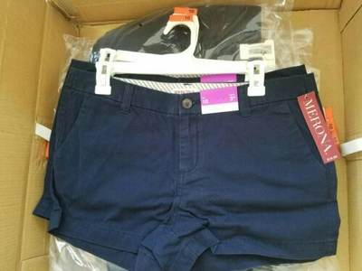Pre-owned Merona Wholesale Lot 50 Piece Women 100% Cotton Dark Blue Shorts With 3" Inseam