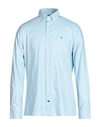 Tommy Hilfiger Man Shirt Light Blue Size 17 Cotton, Elastane