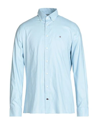 Tommy Hilfiger Man Shirt Light Blue Size 16 Cotton, Elastane