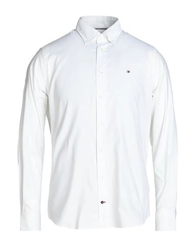 Tommy Hilfiger Core Logo-embroidered Regular-fit Cotton-poplin Shirt In White