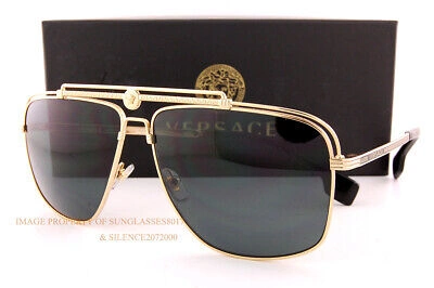 Pre-owned Versace Brand  Sunglasses Ve 2242 1002/87 Gold/dark Grey For Men In Gray