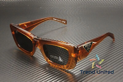 Pre-owned Prada Pr 13zs 10n5s0 Crystal Orange Dark Grey 50 Mm Women's Sunglasses In Gray