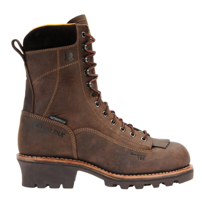 Pre-owned Carolina ® Men's 8" Birch Gaucho Crazy Horse Brown Logger Boots Ca7022