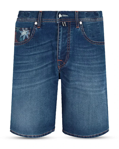 Pre-owned Vilebrequin L127601 Mens Blue Denim Spring Flower Printed Fit Shorts Size 34