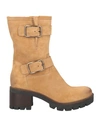 Paola Ferri Woman Ankle Boots Camel Size 10 Soft Leather In Beige