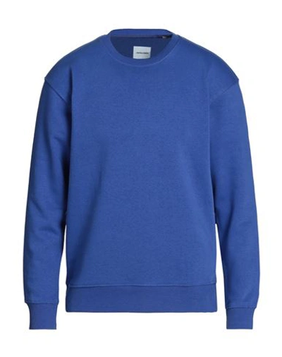 Jack & Jones Man Sweatshirt Bright Blue Size M Organic Cotton, Polyester, Cotton