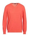 Rossopuro Man Sweater Orange Size 7 Cotton
