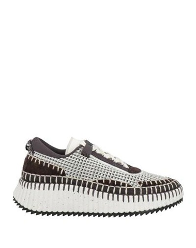 Chloé Woman Sneakers Dark Brown Size 6 Textile Fibers, Soft Leather