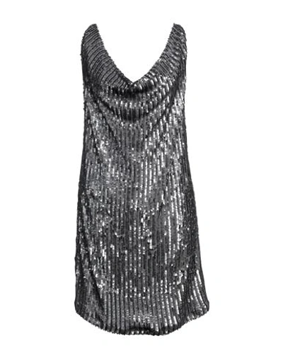 Please Woman Mini Dress Silver Size M Ramie, Elastane