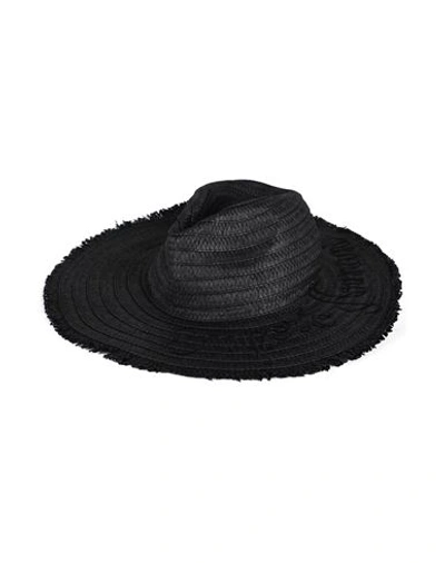 Emporio Armani Woman Hat Black Size 7 ¼ Paper Yarn