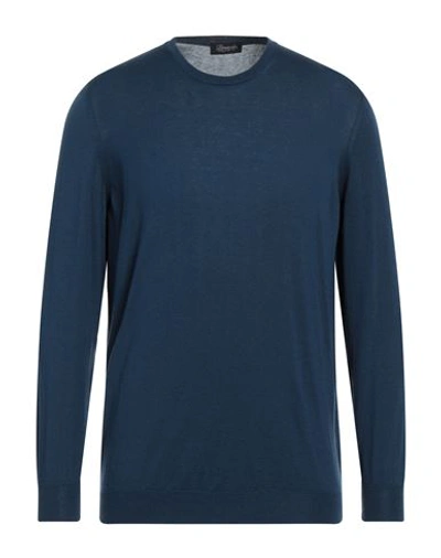 Drumohr Man Sweater Midnight Blue Size 42 Cotton, Cashmere