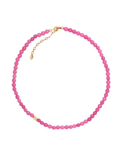 Taolei Woman Necklace Fuchsia Size - Synthetic Stone, 750/1000 Gold Plated In Pink