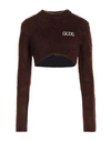 Gcds Woman Sweater Dark Brown Size L Mohair Wool, Polyamide, Wool, Elastane