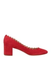 Chloé Woman Pumps Tomato Red Size 7 Soft Leather