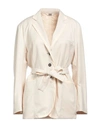 High Woman Blazer Cream Size 12 Polyester, Rayon, Elastane In White