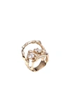 VOODOO JEWELS VOODOO JEWELS GOLD BRANCH RING W/ WHITE STONES WOMAN RING GOLD SIZE 8.5 BRONZE, HARDSTONE