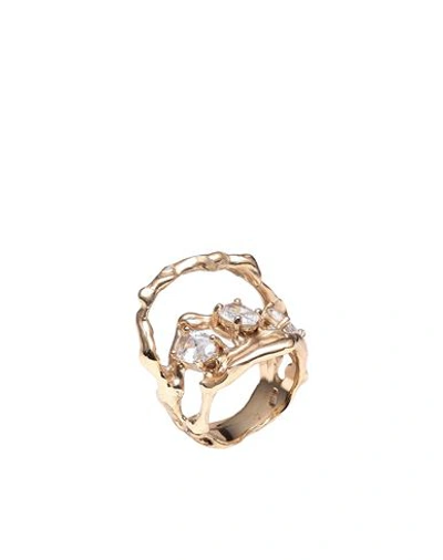 Voodoo Jewels Gold Branch Ring W/ White Stones Woman Ring Gold Size 8.5 Bronze, Hardstone