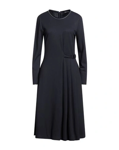Peserico Woman Midi Dress Navy Blue Size 6 Viscose, Virgin Wool, Polyamide, Merino Wool, Cashmere
