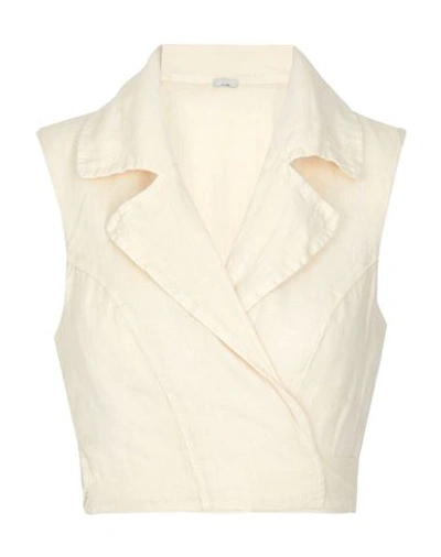 8 By Yoox Linen Sleeveless Wrap Top Woman Shirt Cream Size 12 Linen In White
