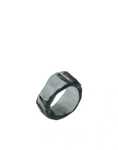 Levens Jewels Isis Ring Woman Ring Steel Grey Size 7.25 Borosilicate Glass