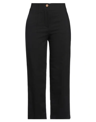 Merci .., Woman Pants Black Size 2 Cotton, Nylon, Elastane