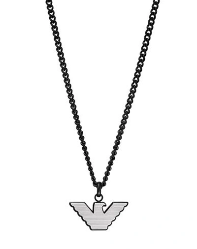 Emporio Armani Man Necklace Black Size - Stainless Steel